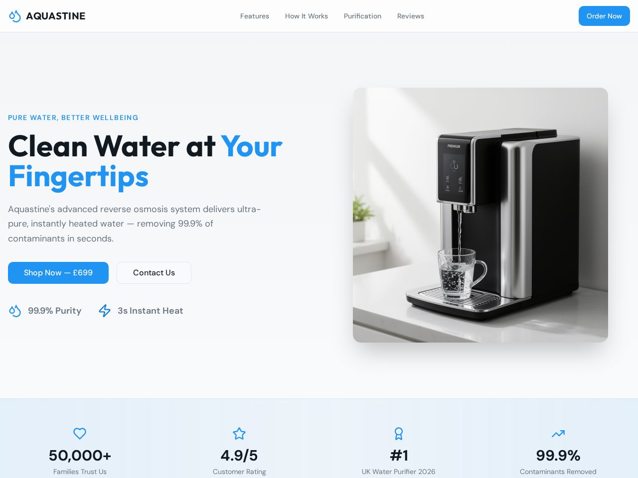 Aquastine website screenshot